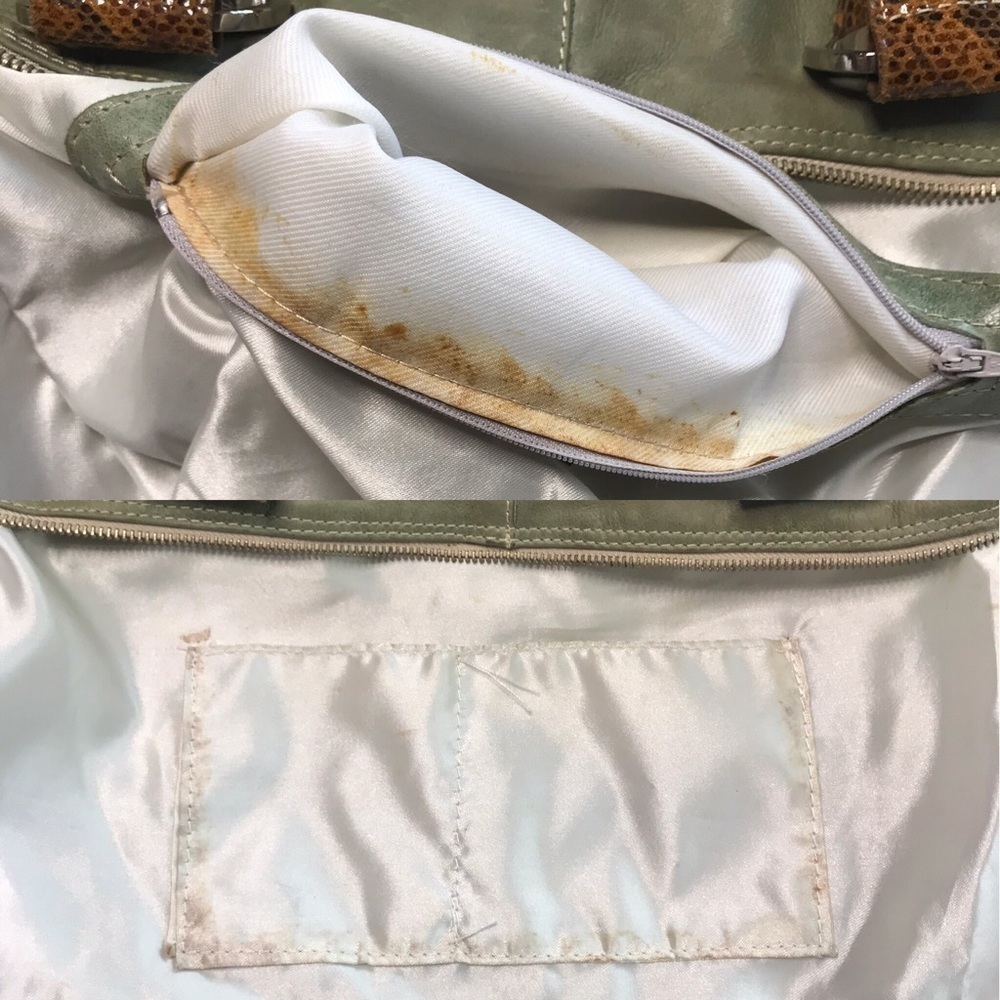 Vintage FRNC Francesco handmade leather bag in sage green and camel tan - Picture 7 of 8